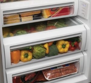white dacor fridge open