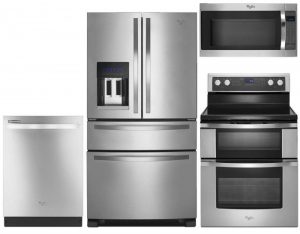 Whirlpool dishwasher, double-door refrigerator, range and microwave